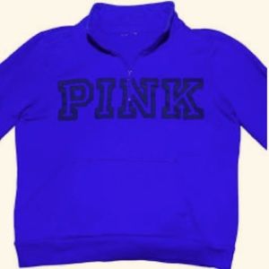 Blue half zip PINK brand hoodie size women’s XS with pockets